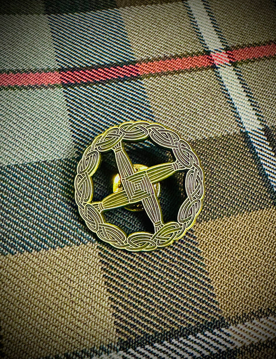 Golden St. Brigid's Cross Celtic Kilt Pin/Cap Badge