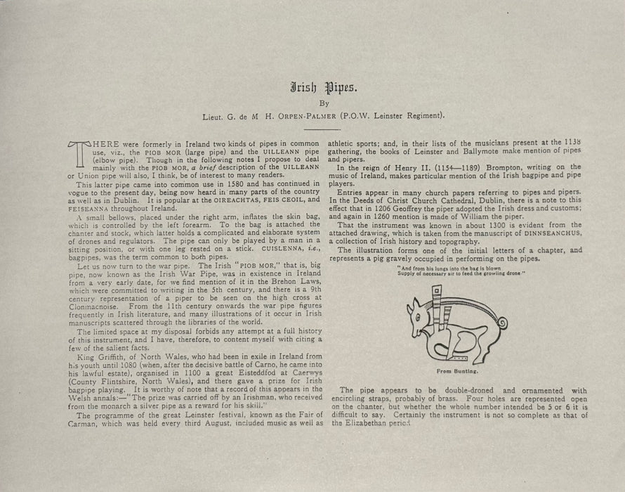 DIGITAL COPY - Irish Airs for the War Pipes - Arranged and Edited by Orpen Palmer