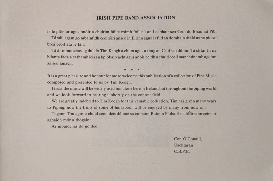 DIGITAL COPY - Pipe Major Tim Keogh’s Original Compositions for Bagpipes