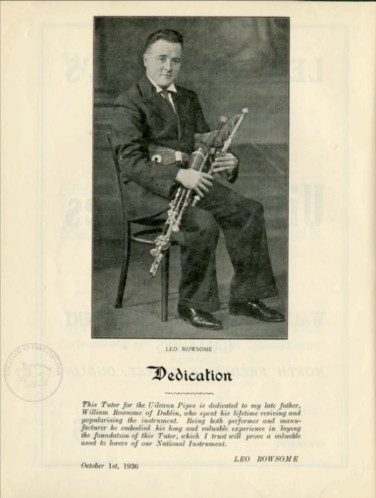 DIGITAL COPY - Leo Rowesome's Tutor for the Uileann Pipes