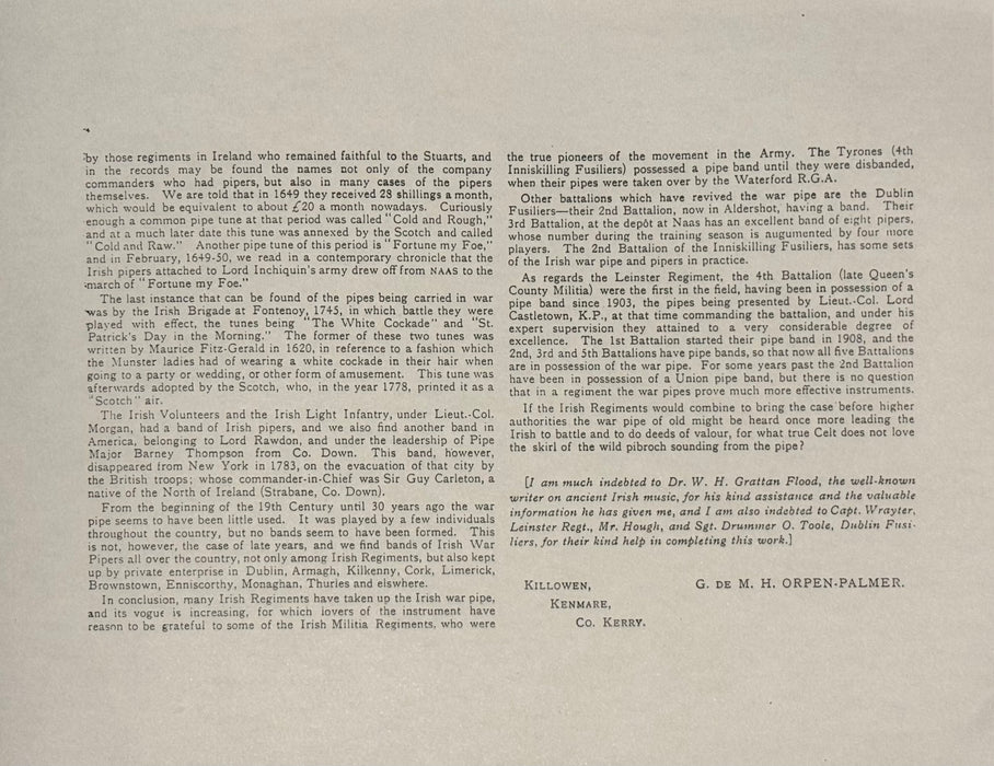 DIGITAL COPY - Irish Airs for the War Pipes - Arranged and Edited by Orpen Palmer