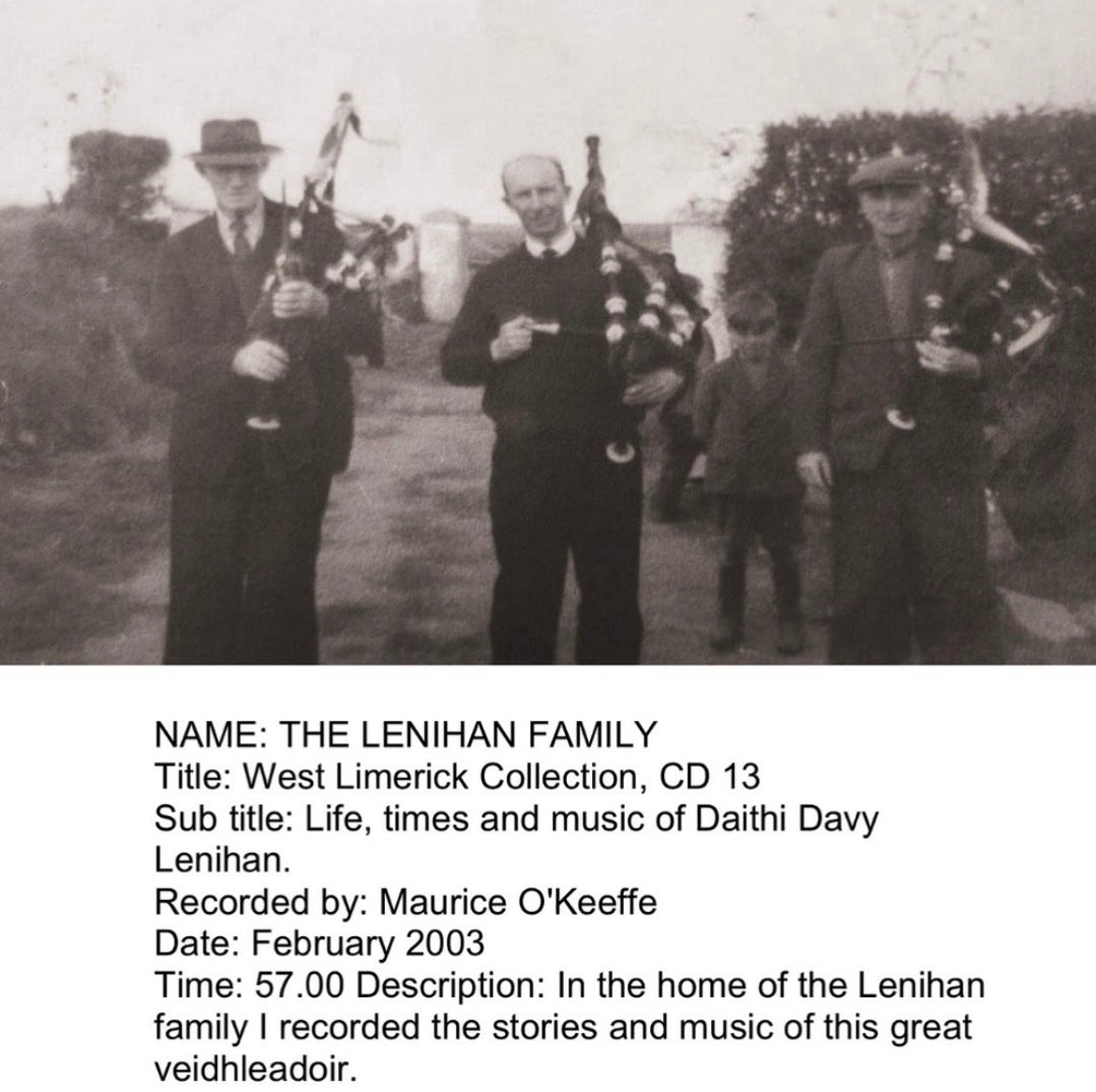 The Lenihan (Daheen Davies) Family - MountCollins Pipe Band